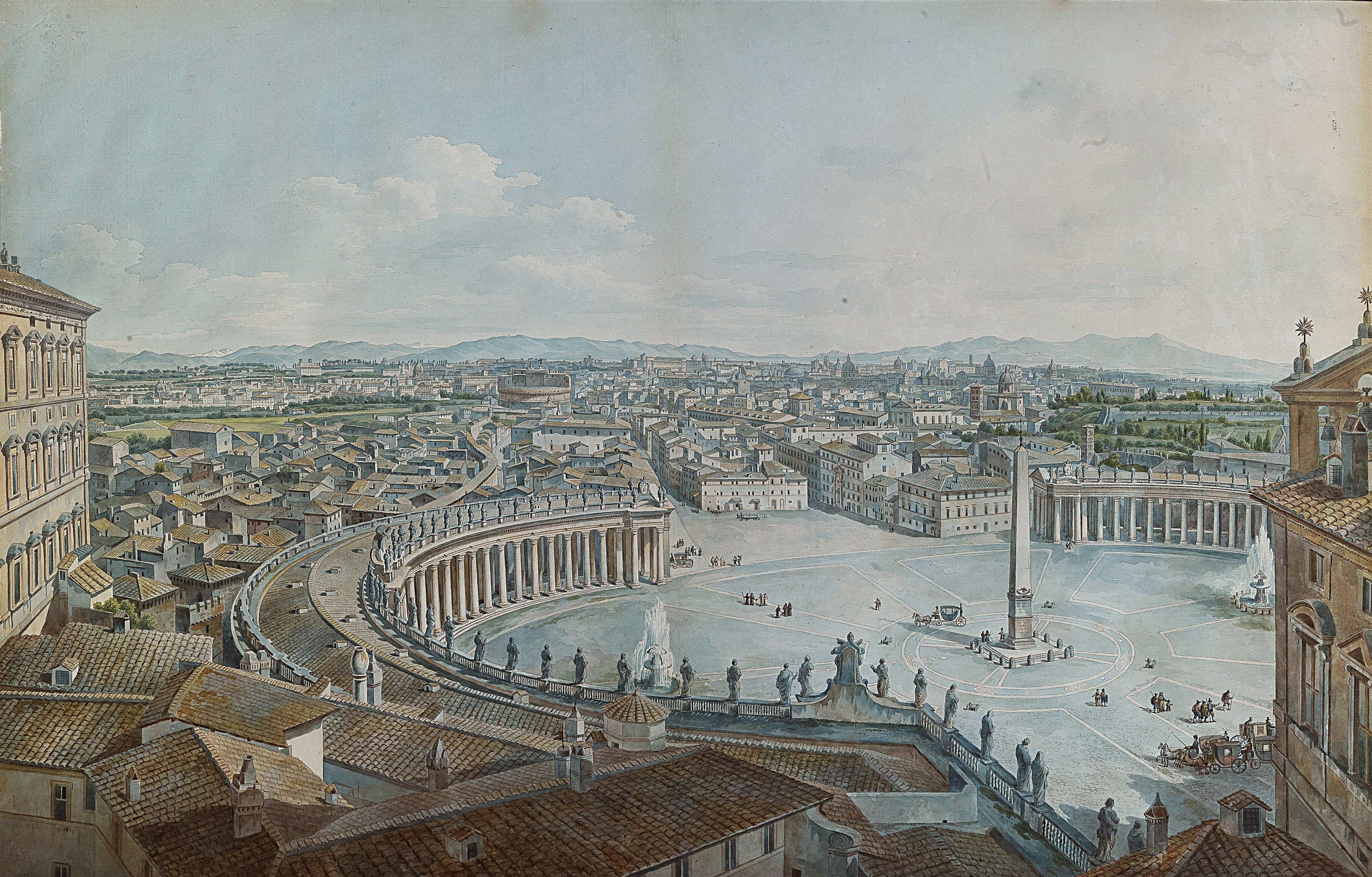 Simone Pomardi,Vue sur Rome depuis les loges vaticanes ( ?, avant 1830, date indéterminée)